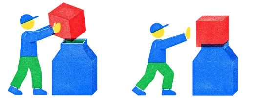 A bin with a narrow mouth accepting a block once and rejecting an identical second.
