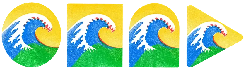 A wave laid over the four reference shapes, one of them matching it exactly.