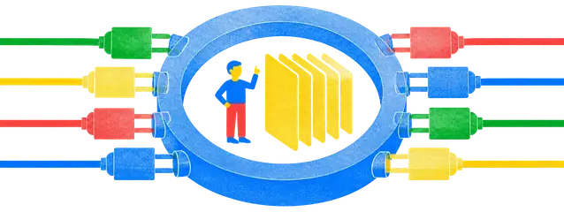 An inner ring holding the rules with every outside connection plugged into its rim rather than reaching through it.