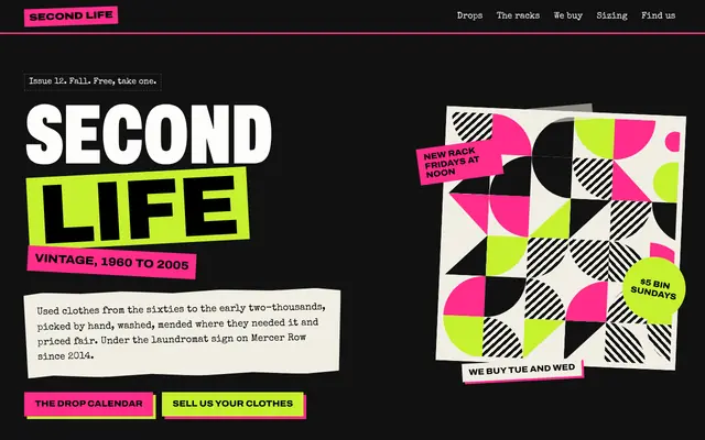 The Second Life Vintage template, the top of its home page